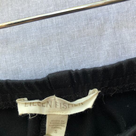 Eileen Fisher Pants Black Organic Cotton Stretch Straight Leg Small - Picture 3 of 7